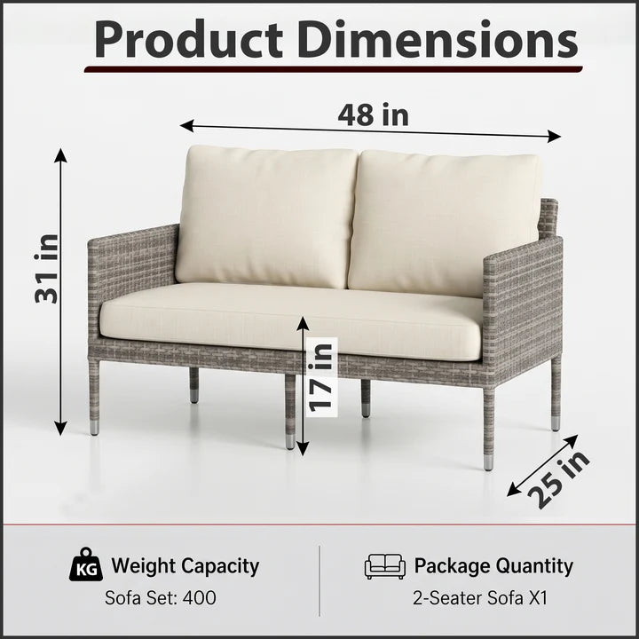 Outdoor Patio Sofa Set 2 Seater (Grey)