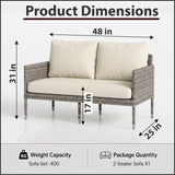 Outdoor Patio Sofa Set 2 Seater (Grey)