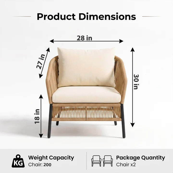 Outdoor Sofa Set 2 Single seater Braided & Rope