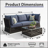 Outdoor Sofa Set 3 Seater and 1 Center Table Set Braided & Rope