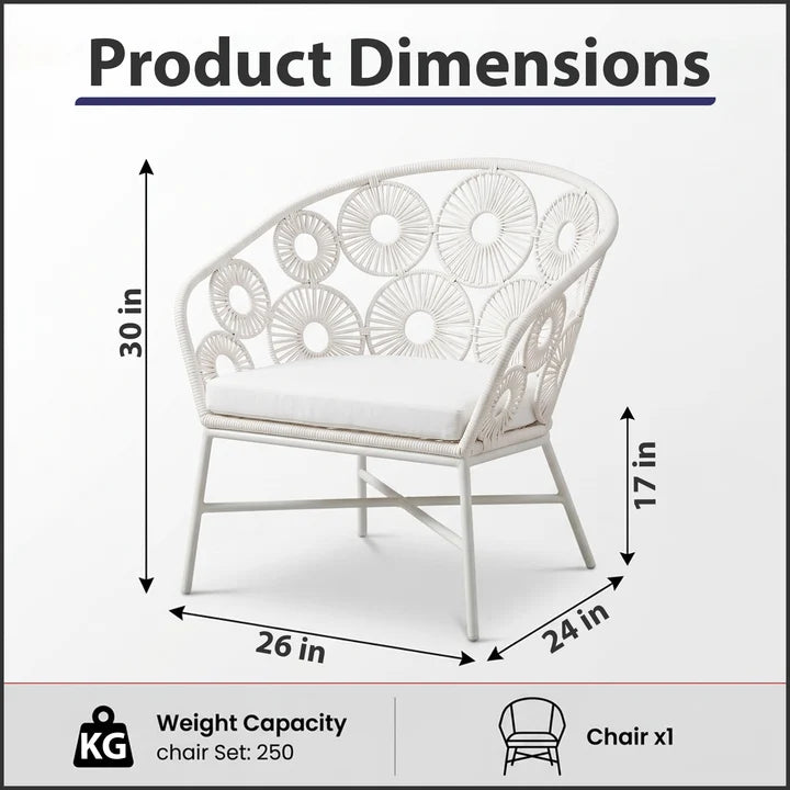 Outdoor Garden Balcony Single Seater Sofa (White)