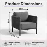 Outdoor Sofa Set 2 Single seater (Grey) Braided & Rope