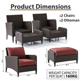 Outdoor Sofa Set 2 Single seater with 2 ottoman (Brown)
