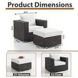 Manward Outdoor Sofa Set 2 Single seater and 1 Ottoman (Brown + White)