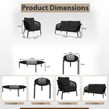 Outdoor Garden Balcony Sofa Set 2 Seater , 2 Single Seater 2 Center Table Set Braided and Rope