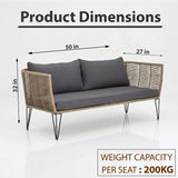 Outdoor Sofa 2 Seater (Beige) Braided & Rope