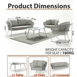 Outdoor Sofa Set 3 Seater , 2 Single seater and 1 Center Table Set (Grey) Braided & Rope