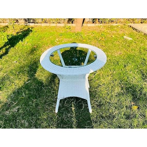 Craft Furniture Designer Patio Chair Set for Garden|| Balcony|| Terrace|| Coffee|| Patio ||Wicker Seating Chair and Table Set Outdoor Furniture (D-12 White with 2Chair with 1Table