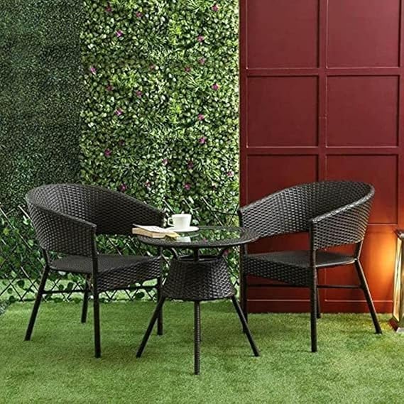 Craft Furniture |D-12 Patio|Indoor| Outdoor| Living Room | Balcony | Garden | Chair Table Set 2+1 (2 Chair + 1 Table)|Furniture Set |Coffee Chair Set|Powder Coated|(Black)