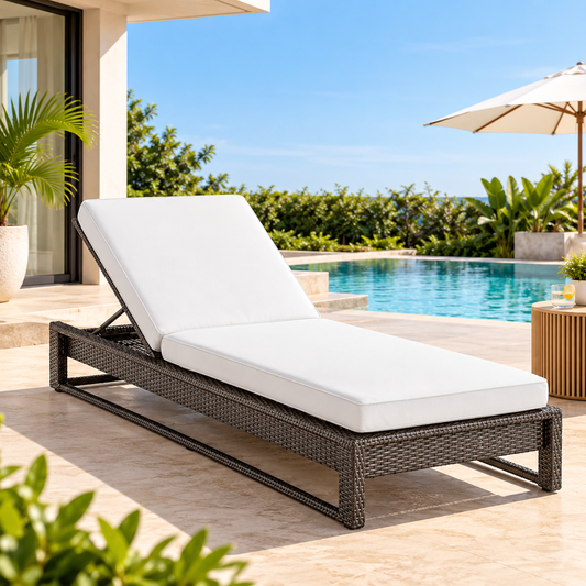 Outdoor Swimming Poolside Lounger (Brown)
