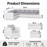Outdoor Sofa Set 8 Seater , Single Seater and 2 Center Table Set (White)
