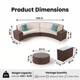 Outdoor Patio Round Sofa Set 8 Seater , 1 Side table and 2 Center Table (Brown)