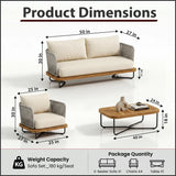 Outdoor Garden Balcony Sofa Set 2 Seater,4 Single Seater With 1 Table Set, Braid & Rope (Grey)