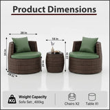 Outdoor Patio Sofa Set 2 Single Seater and 1 Table (Brown)