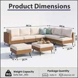 Outdoor Sofa Set 6 Seater and with 2 Ottoman Set (Beige)