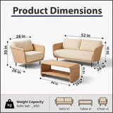 Outdoor Sofa Set 2 Seater, 1 Single seater and 1 Center Table (Light Brown)