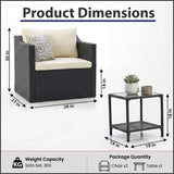 Outdoor Patio Seating Set 2 Chairs and 1 Table Set (Black)