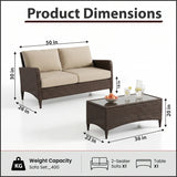 Outdoor 2 Seater Sofa and 1 Center Table (Brown)