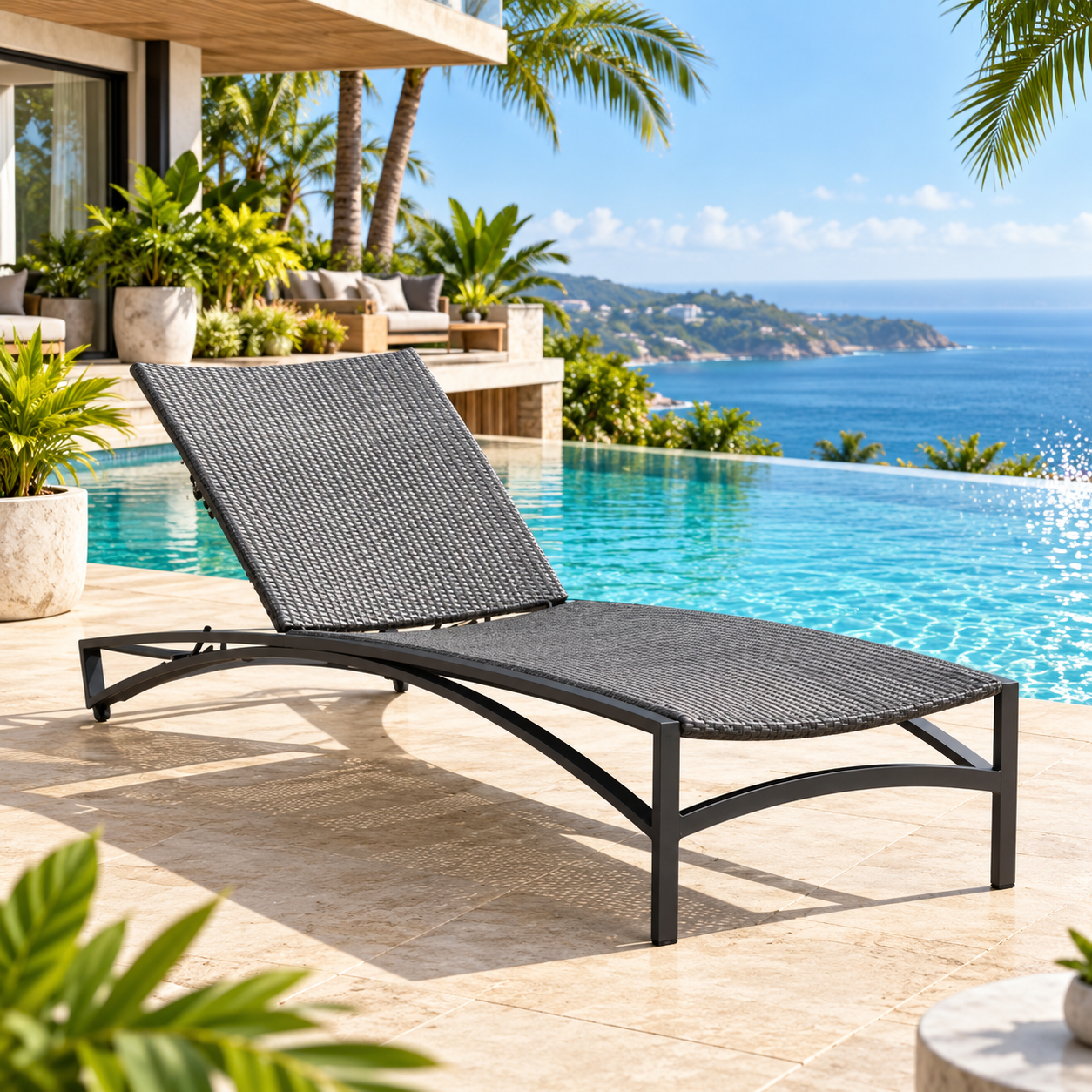 Outdoor Swimming Poolside Lounger (Grey)