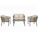 Outdoor Garden Balcony Sofa Set 2 Seater , 2 Single Seater 1 Center Table Set Braided and Rope