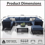 Outdoor Sofa Set 9 Seater, 1 Ottoman and 1 Center Table Set Braided & Rope