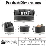Outdoor Garden Balcony Sofa Set 2 Seater, Single seater and 1 Center Table with Ottoman Set (Black)