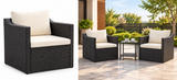 Outdoor Patio Seating Set 2 Chairs and 1 Table Set (Black)