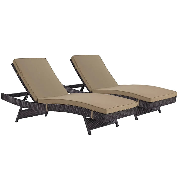 Outdoor Swimming Poolside Lounger Set of 2 (Brown)