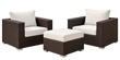 Manward Outdoor Sofa Set 2 Single seater and 1 Ottoman (Brown + White)