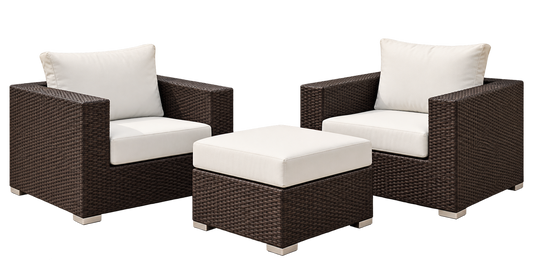 Manward Outdoor Sofa Set 2 Single seater and 1 Ottoman (Brown + White)