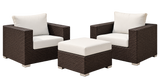 Manward Outdoor Sofa Set 2 Single seater and 1 Ottoman (Brown + White)
