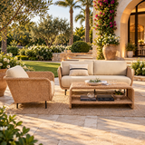 Outdoor Sofa Set 2 Seater, 1 Single seater and 1 Center Table (Light Brown)