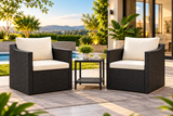Outdoor Patio Seating Set 2 Chairs and 1 Table Set (Black)