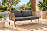 Outdoor Sofa 2 Seater (Beige) Braided & Rope