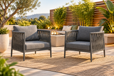 Outdoor Garden Balcony Sofa Set 2 Single seater Set (Dark Grey)