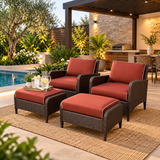 Outdoor Sofa Set 2 Single seater with 2 ottoman (Brown)