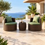 Outdoor Patio Sofa Set 2 Single Seater and 1 Table (Brown)