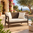 Outdoor 2 Seater Sofa (Dark Brown +Beige)