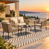 Outdoor Garden Balcony Sofa Set 2 Seater , 2 Single Seater 1 Center Table Set Braided and Rope