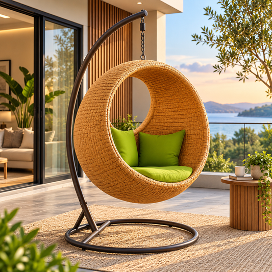 Versatile Rattan Swing Chair: Perfect Indoor-Outdoor Relaxation for Garden, Balcony, and Living Room