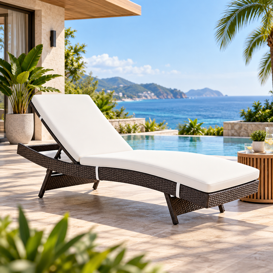Outdoor Swimming Poolside Lounger (Dark Brown)