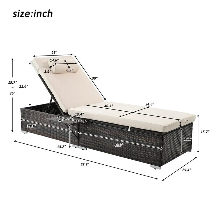 Outdoor Swimming Poolside Lounger Set of 2 (Brown)