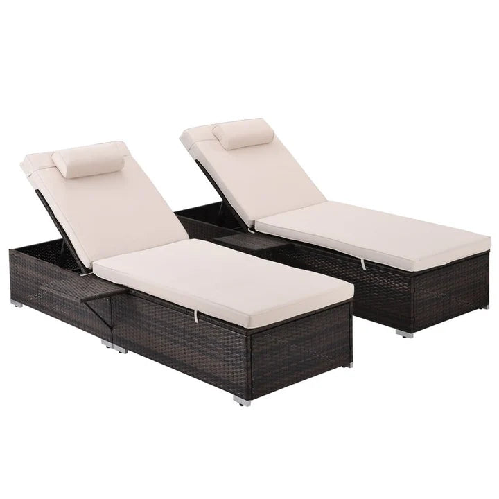 Outdoor Swimming Poolside Lounger Set of 2 (Brown)