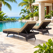 Outdoor Swimming Poolside Lounger Set of 2 (Brown)