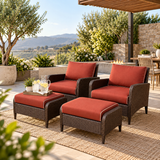 Outdoor Sofa Set 2 Single seater with 2 ottoman (Brown)
