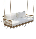 Three Seater Hanging Swing Without Stand For Balcony , Garden Swing (Beige + White)